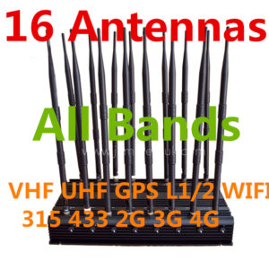 All Bands 16 Antennas desktop jammer - up to 50 meters - 44Watt - Adjustable