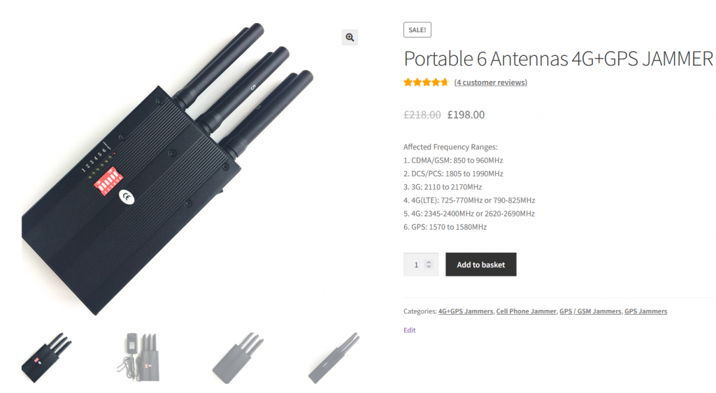 Portable 6 Antennas 4G+GPS JAMMER